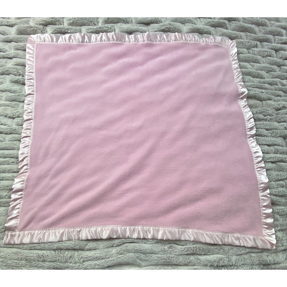 Blanket BABY Pink Acrylic Nylon Satin Lace Trim 42" Wide X 42" Long Spring